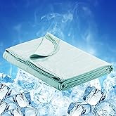 LUXEAR Cooling Blanket Throw, Arc-Chill Q-Max >0.5 for Hot Sleepers, Absorbs Heat to Keep Body Cool for Night Sweats, Lightweight Summer Cool Blankets for Sleeping, Gifts for Women & Men,Green