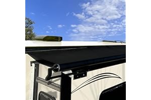 SHADEPLUS RV Slide Out Awning Fabric Replacement RV Slide Topper Universal Slide Topper Awning Fabric Replacement for 5th Wheel RVs, Travel Trailers and Motorhomes (49" x 110", Black Fabric Only)