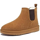 Athlefit Men's Winter Snow Boots for Men Suede Chelsea Boots Casual Warm Anti-Slip Chelsea Boots