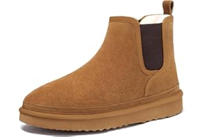Athlefit Men's Winter Snow Boots for Men Suede Chelsea Boots Casual Warm Anti-Slip Chelsea Boots