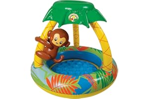 Poolmaster Learn-to-Swim Go Bananas Monkey Inflatable Kiddie Pool With Canopy