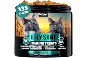 KINPUR PET CARE Lysine Cat Treats with Natural Vitamins & Trace Minerals - Daily Immune Support for Cats & Kittens That Eases Sneezing, Runny Nose, Watery Eyes - Promotes Respiratory Health, Normal Eye Function 120