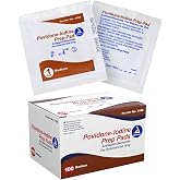 Dynarex Povidone-Iodine Prep Pads, Saturated with Povidone Iodine 10%, Medical-Grade Antiseptic Wipes used for Prepping prior Minor Procedures, Medium, 1 Case of 100 Prep Pads