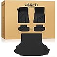 LASFIT Floor Mats and Trunk Mat for Ford Mustang 2015-2025 (Cargo w/o Subwoofer Box) All Weather Protector TPE Car Floor Liners, 1st & 2nd Row & Cargo Liner, 4pcs Black