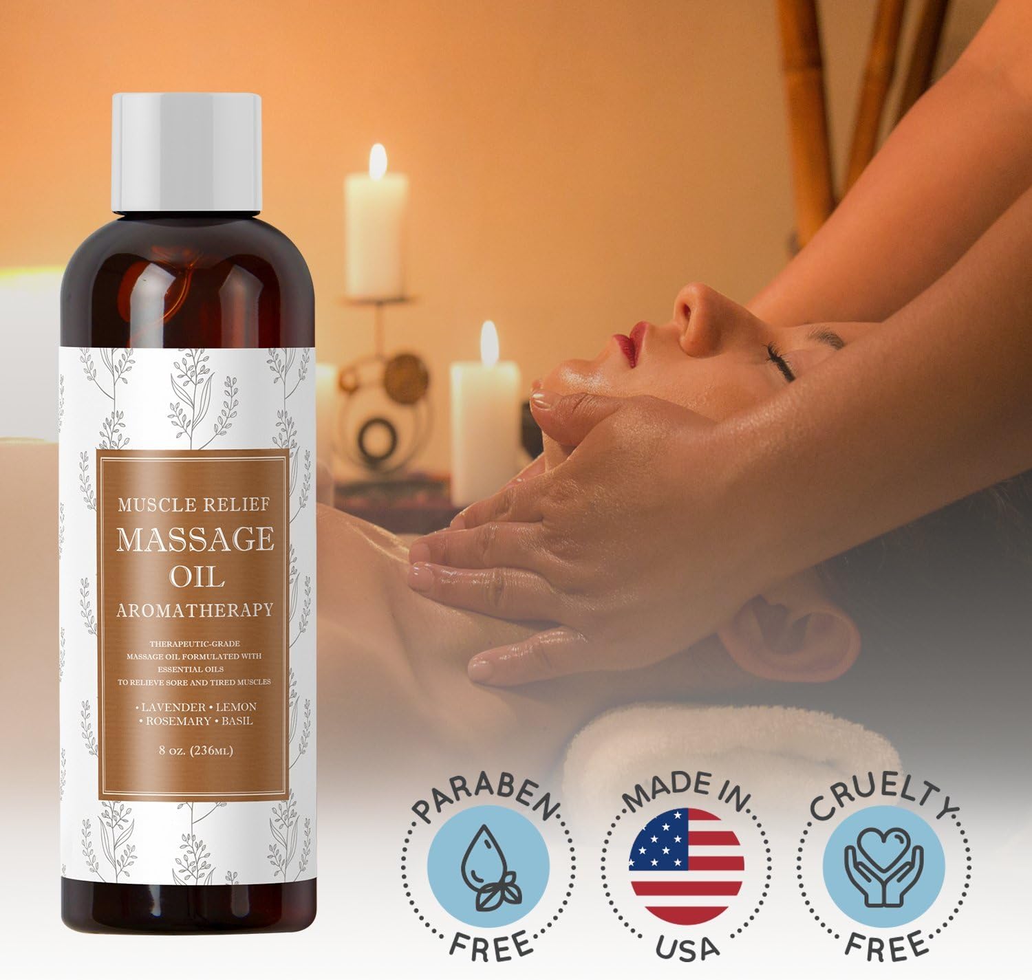 Muscle Pain Massage Oil - Muscle and Joint Pain Relief - Anti Cellulite Massage Oil for Men and Women - Aromatherapy Essential Oils for Healing - Deep Tissue Massage Lotion - Natural Anti Aging Oil …: Health & Personal Care