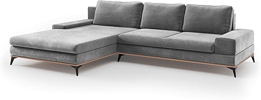 Windsor Co Ecksofa Links Samt Umbaubar Mit Aufbewahrungsbox Astre 5 Sitzer Grau 315 X 212 X 87 Amazon De Kuche Haushalt