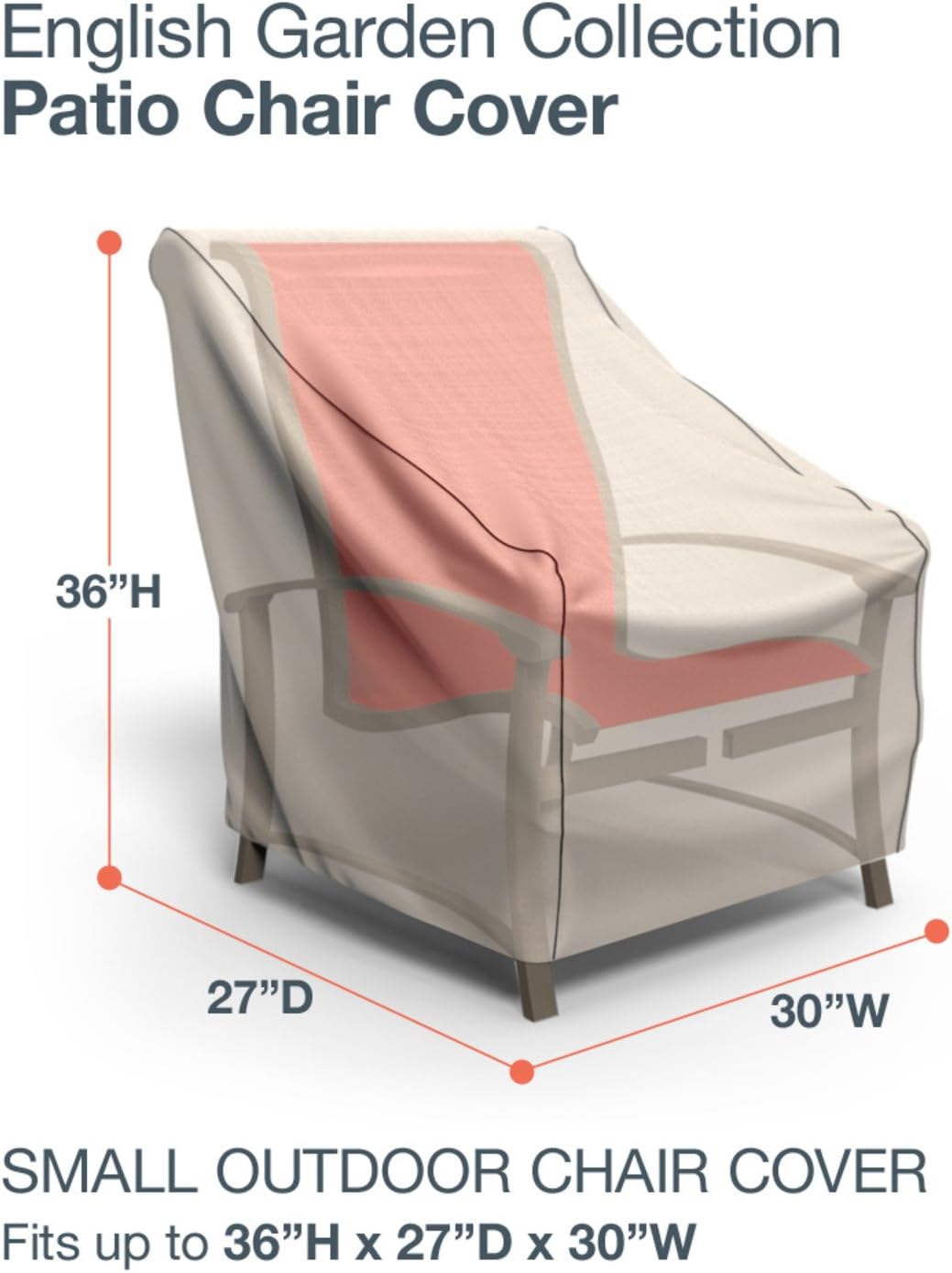 Budge P1A03PM1 English Garden Patio Chair Cover Heavy Duty and Waterproof, Small, Tan Tweed : Garden & Outdoor
