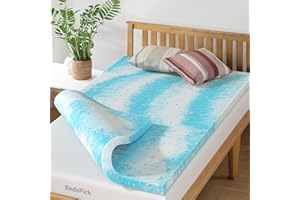 BedsPick Mattress Topper Twin XL: 2 Inch Gel Infused Memory Foam for College Dorm - Ventilated Design - Plush Feel - CertiPUR-US Certified, Blue