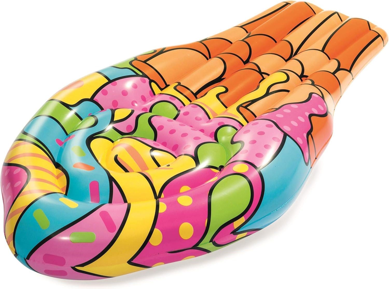 Bestway Unisex's Pop Cone Ice Cream Pool Float, Inflatable Rubber Ride on for Kids and Adults, Swim aid, Multi, 188 x 95 cm, 43185-19