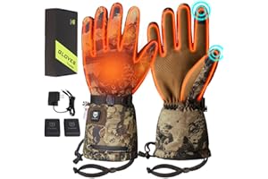 TIDEWE Heated Gloves for Men & Women, Hunting Waterproof Rechargeable Gloves with 2 Battery Packs, 3 Heat Settings, 3M Cotton Insulated for Skiing & Fishing