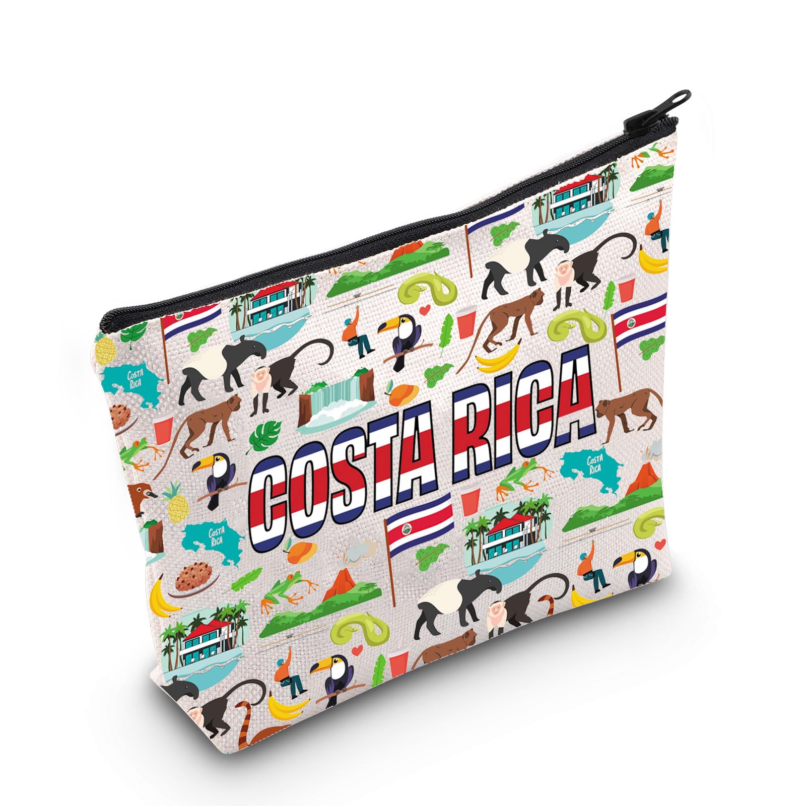WZMPA Costa Rica Tour Cosmetic Bag Costa Rica Trip Gift Costa Ricans Journey Zipper Pouch Bag Costa Rica Traveler Gift, Costa Rica, Fit