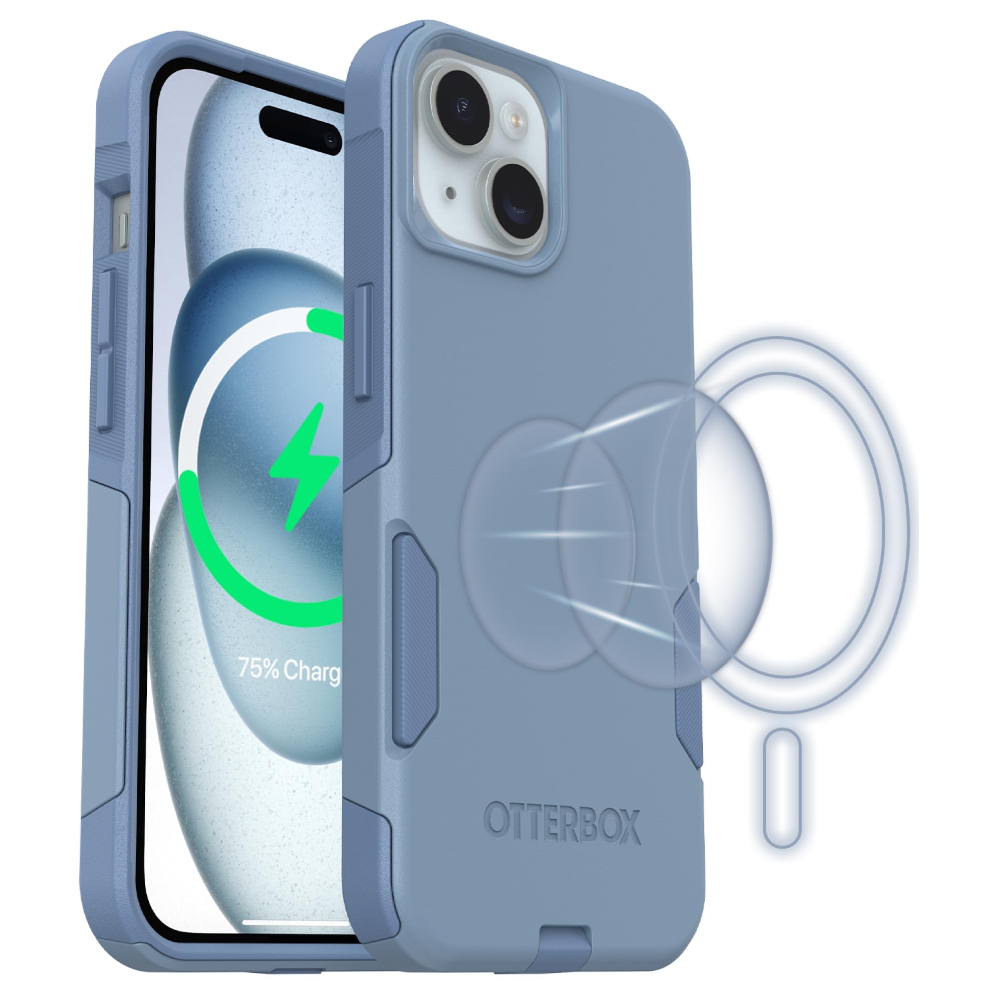 Photo 1 of OtterBox iPhone 16e, iPhone 15, iPhone 14, and iPhone 13 Commuter Series Case - MagSafe Edition - Blue, Slim & Tough, Pocket-Friendly, with Port Protection - Crisp Denim
