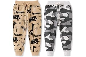 ELEVEN'S KINGDOM Toddler Boys Jogger Pants Boy Cotton Drawstring Elastic Waist Sweatpants Joggers 2 Pack Set 2-7T