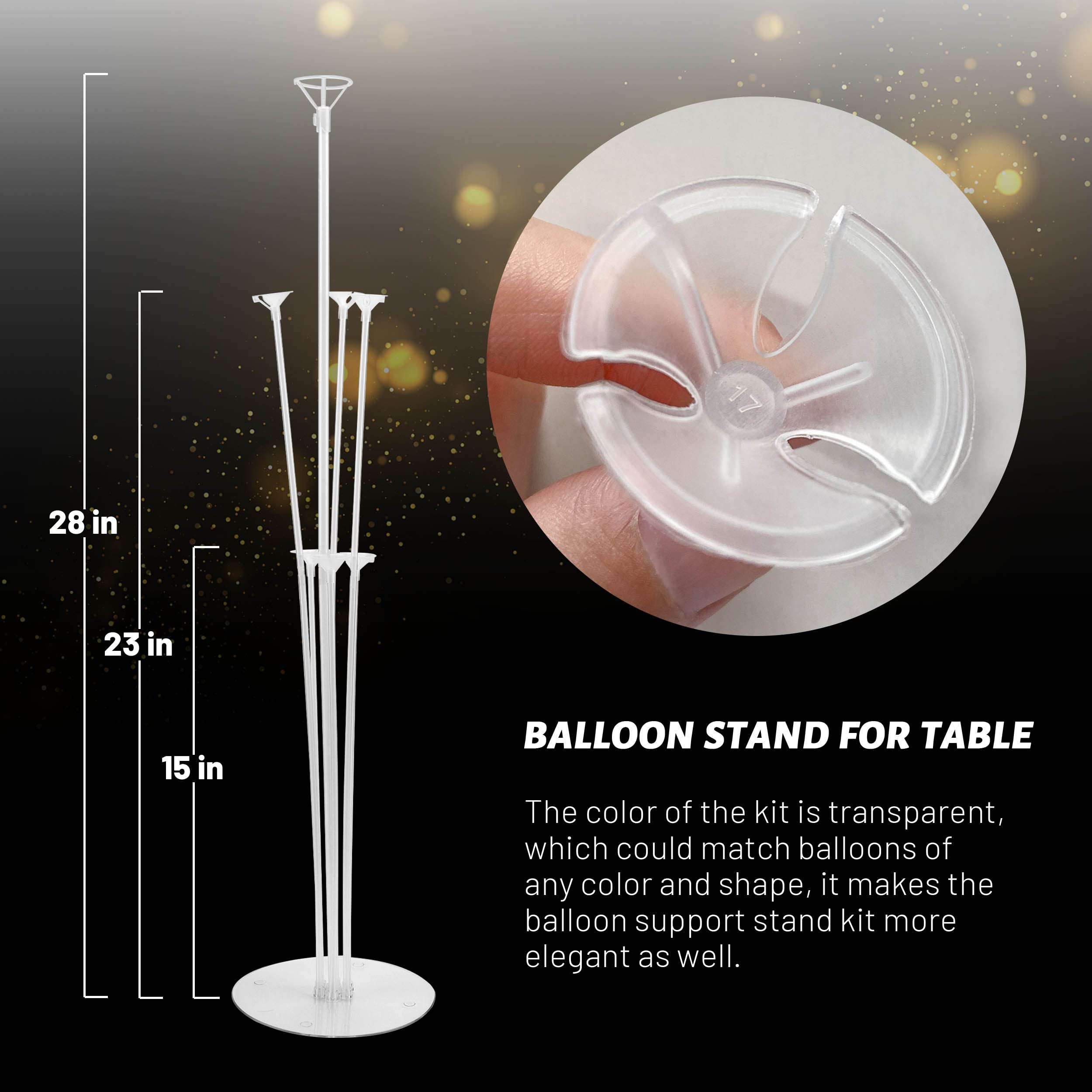 JOYYPOP 4 Sets Balloon Stand Kit For Table, Balloon Sticks with Base Birthday Graduation Party Decorations Wedding