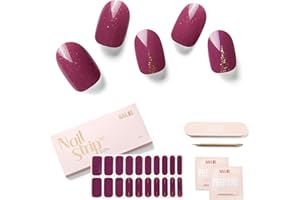 NAILOG Semi Cured Gel Nail Strips (20 Extra Long Stickers/Wraps) | Buy 2 Get 1 UV Lamp| Glossy & Long Lasting Soft Gel Finishing | Hourglass