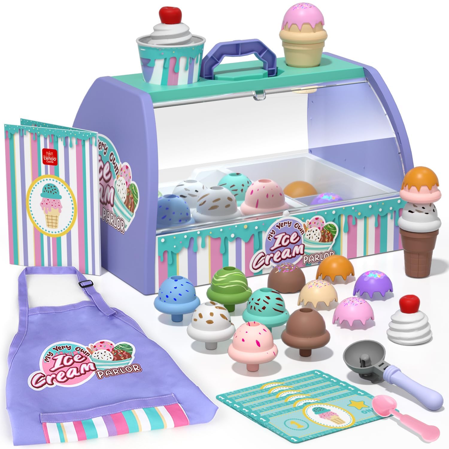 Photo 1 of ***DAMAGE TO PCARRY CASE***Lehoo Castle Ice Cream Toys for Toddlers 3-5, Toys for 3 4 Year Old Girls, Play Ice Cream Counter Shop Playset for Kids, Gift for Girls Boys 3 4 5 6 Year Old