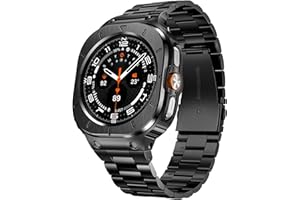 SUPLINK Stainless Steel Bands Compatible with Samsung Galaxy Watch Ultra Band for Men (2025/2024), Adjustable Metal Band Protective Bumper for Galaxy Watch Ultra Case Accessories 47mm,Black