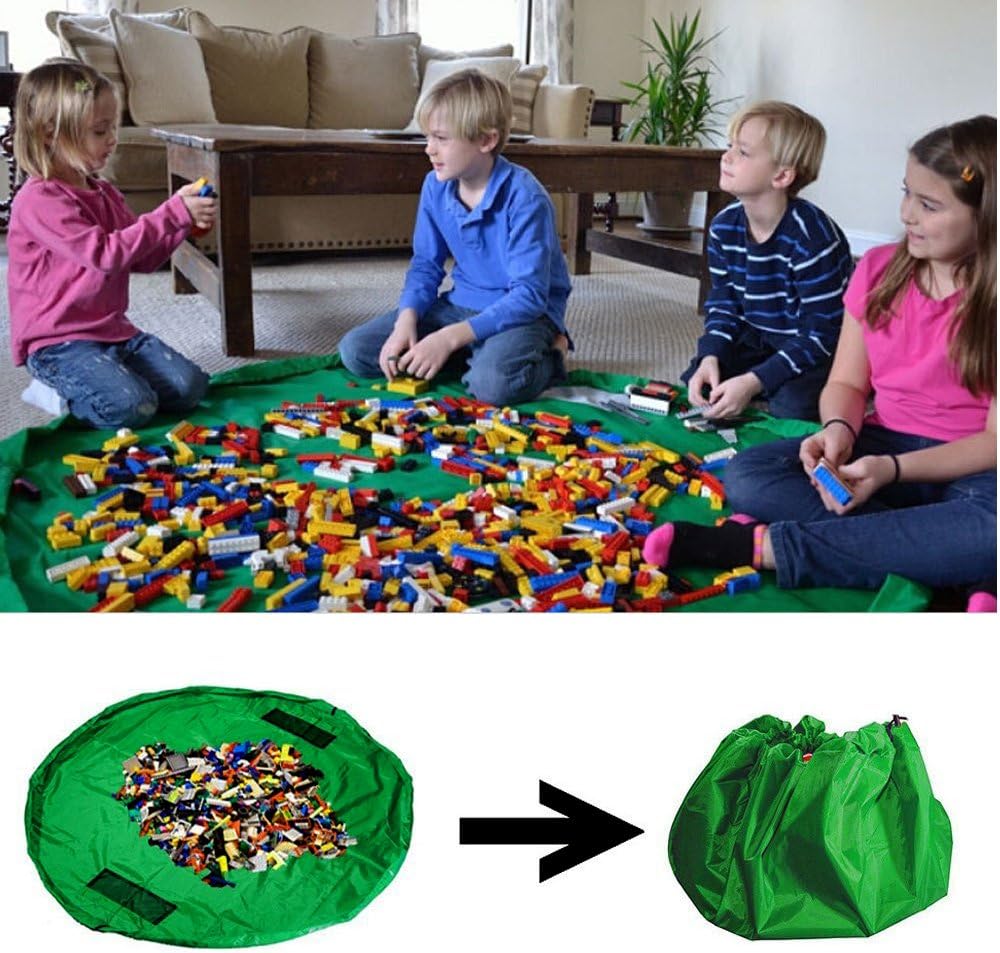 Amaza Toy Storage Bag, 150cm Portable Drawstring Pouch Play Mat for Kids Toys Organizer, Floor Mats, Picnic Mat Children Play Mat (Green)