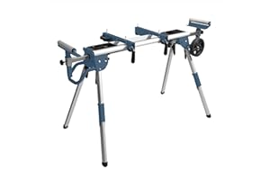 POWERTEC Miter Saw Stand with Wheels, Collapsible and Portable Tool Stand with Systematic Tool Storage Trays, 330Lbs Load Capacity and Quick-Release Mounting Brackets, Miter Saw Accessories (MT4008)