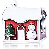 2026 Merry Christmas Series Charm for European Xmas Bracelets 925 Sterling Silver Santa Stocking, Winter Snowflake, Gingerbread House, Reindeer Sleigh Charms Beads Gift for Friends/Family/Party
