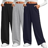 Evervibe 3 Pack Women's Plus Size Wide Leg Pants Baggy Yoga Pajama Pants Elastic Waist Casual Lounge Trousers with Pockets