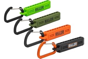 4 Pack Screwdriver Bit Holder Storage Organizer – Railer 10-Hole Bit Holder with Carabiner (Black/Orange/Camo Green/Hi-Vis Green)