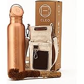 AVA DESIGNZ Copper Water Bottle for Drinking 950ml Plain Matt Finish, 32 Oz Large Hammered Ayurvedic Copper Bottle with Canvas Bag & Cleaning Brush, Leak-Proof Cooper Water Vessel