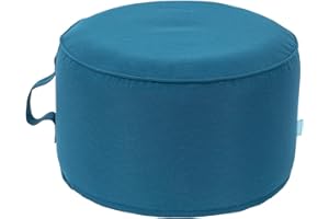 QILLOWAY Indoor/Outdoor Inflatable Stool,Round Ottoman,All Weather Foot Rest for Kids or Adults, Camping or Home (All Peacock Blue)