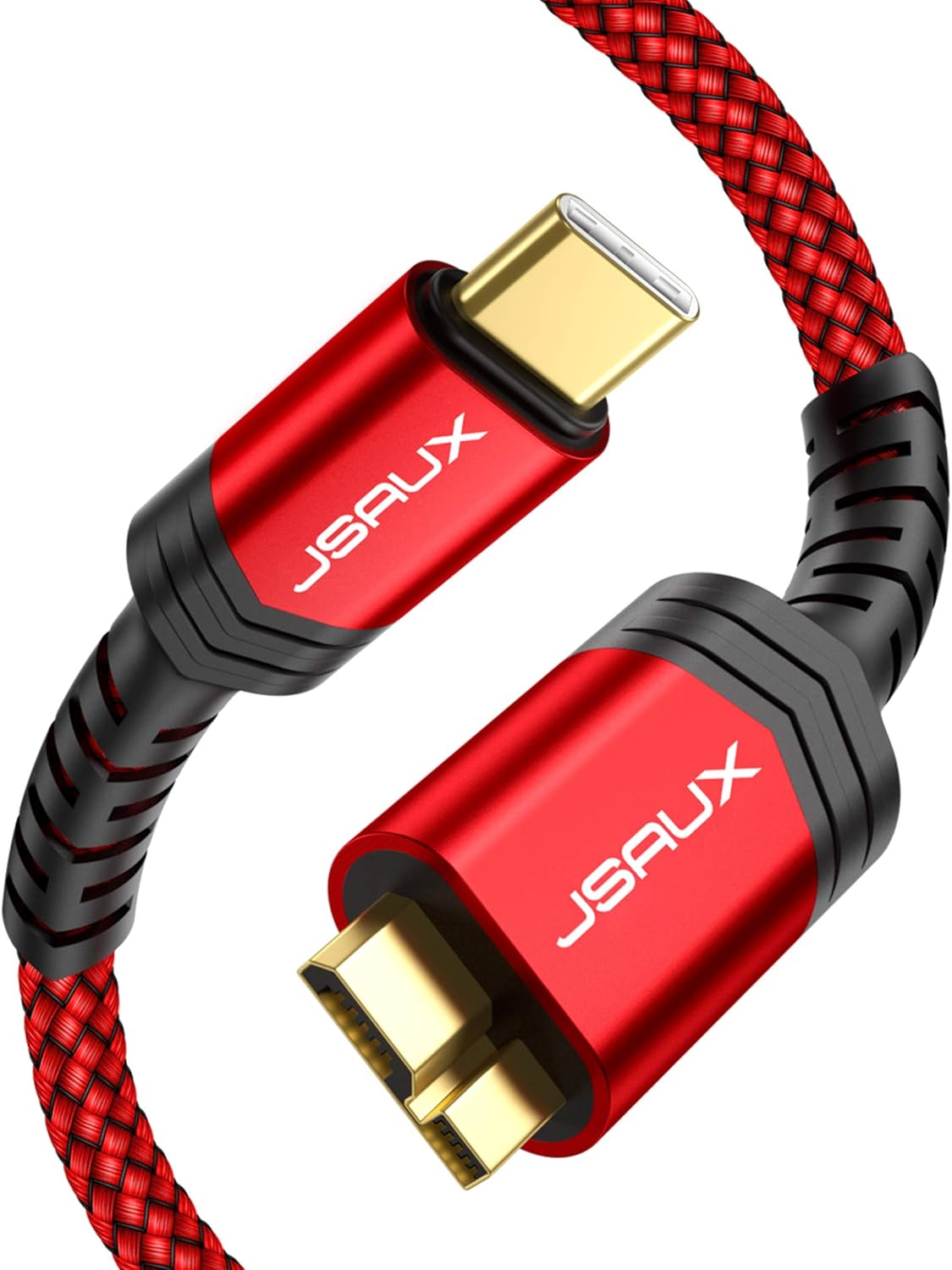 JSAUX USB C to Micro B Cable, 2 Pack (1ft+3.3ft) Type C to Micro B Hard Drive Cable Nylon Braided Cord Compatible with Toshiba/Seagate/WD External Hard Drive, MacBook pro and Galaxy S8/S9/S10, etc