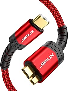 JSAUX USB C to Micro B Cable, 2 Pack (1ft+3.3ft) Type C to Micro B Hard Drive Cable Nylon Braided Cord Compatible with Toshiba/Seagate/WD External Hard Drive, MacBook pro and Galaxy S8/S9/S10, etc