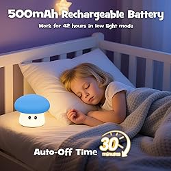 Squishy Big Eyes Mushroom Night Light with RGB Mode