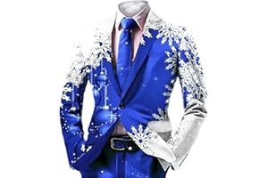 Christmas Suit Jacket for Men Elegant Casual Snowflakes Printed Sport Coats Funny Comfy Xmas Blazer Holiday Tuxedos