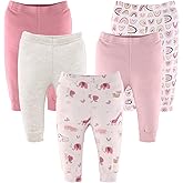 The Peanutshell 5 Pack Baby Girl Pants Set - 100% Cotton Toddler Pants, Sizes 0-24 Months - Rainbow Safari