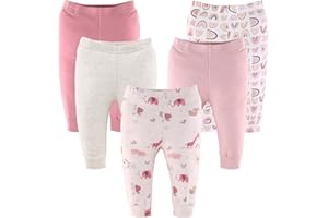 The Peanutshell Baby Pants for Girls, Newborn to 24 Months, 5 Pack, Rainbow Safari