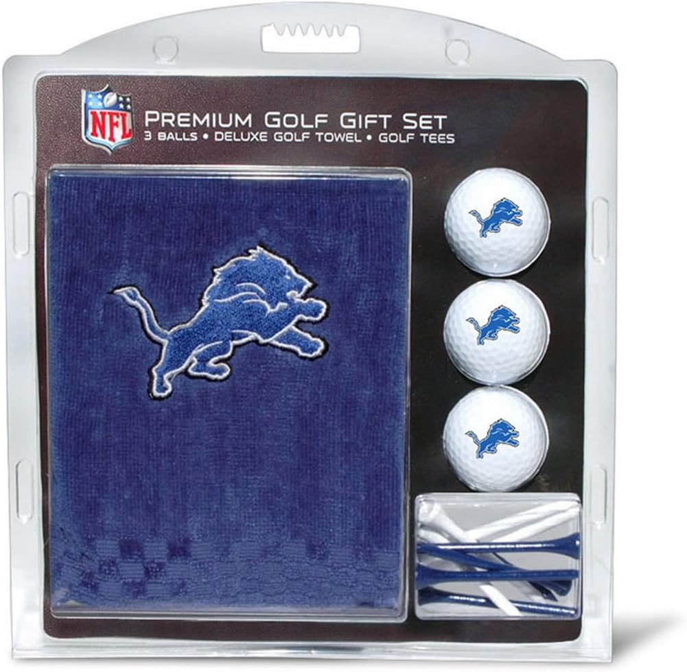 Team Golf NFL Detroit Lions Gift Set Embroidered Golf Towel, 3 Golf Balls, and 14 Golf Tees 2-3/4" Regulation, Tri-Fold Towel 16" x 22" & 100% Cotton : Golf Accessories : Sports & Outdoors