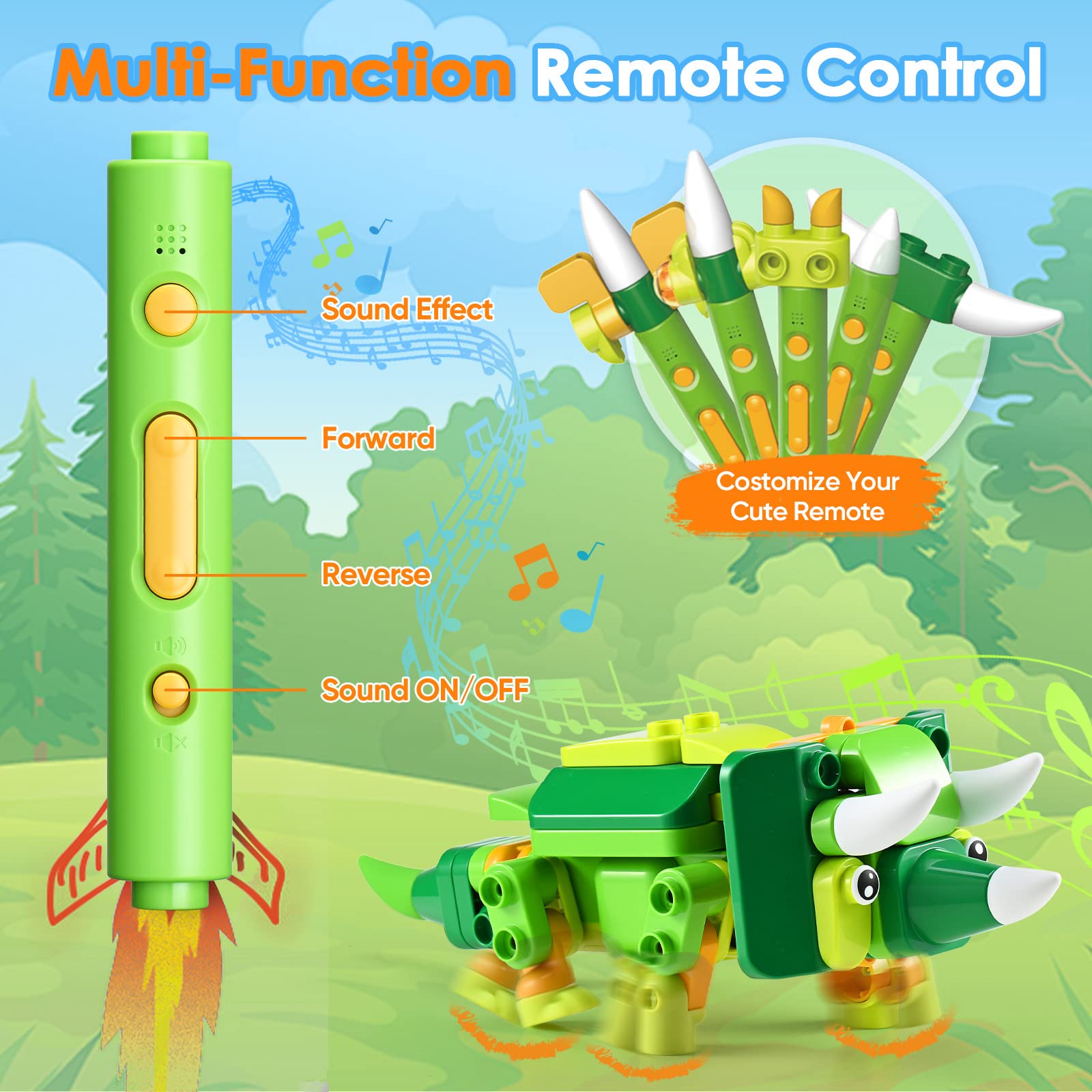 BLOKEES Dinosaur Toys for Kids 3 4 5 6 7+, STEM Dinosaur Building Toys, Electronic Walking & Sound Robot Toys with App Based, Remote Control Dinosaur STEM Toys for Boys, 103 Pcs