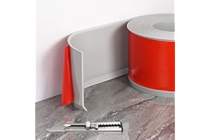 FOSLUOC Flexible Baseboard Molding Trim, 4 Inch x 20 Feet Grey Self-Adhesive Vinyl Wall Base Cove Base, Peel and Stick Rubber Wall Base Moulding Trim.