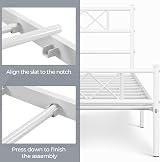 Yaheetech 3ft Single Bed Frame White Metal Slatted Mattress Foundation view 8