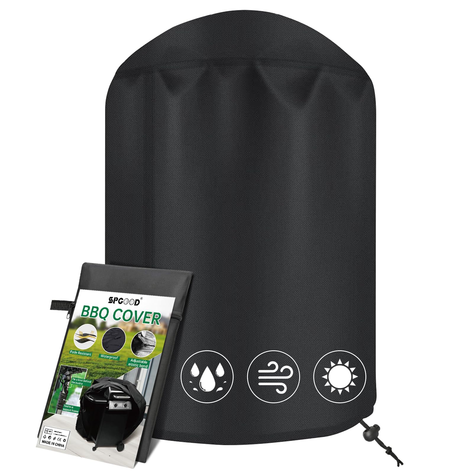 SPGOOD Barbecue Cover Weatherproof 420D Oxford Fabric Grill Cover Gas Grill High Performance Waterproof Dustproof Protective Cover Kettle Grill Tarpaulin UV & Tear-Resistant BBQ Cover Universal [71 x