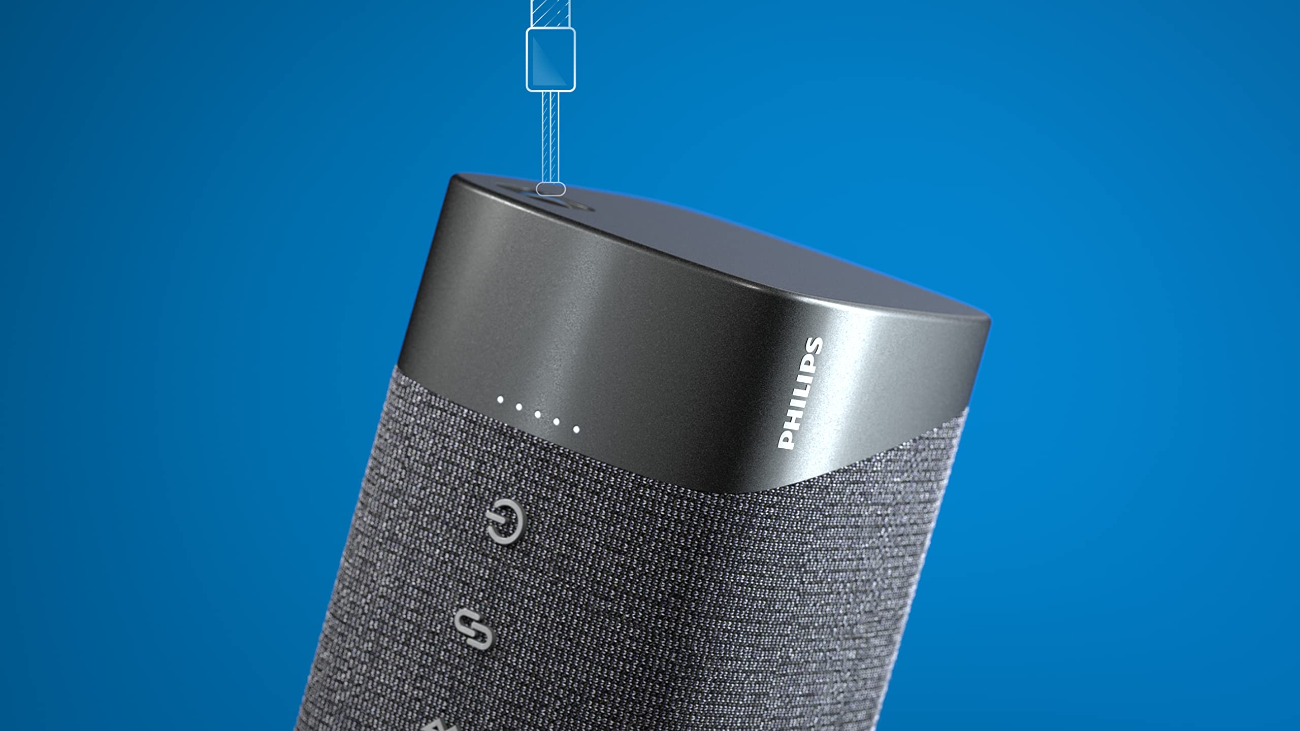 Philips S5505 Wireless Bluetooth Speaker with Large Bold Sound, Up to 12 Hours Playtime, IPX7 Waterproof, Medium, TAS5505