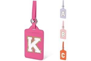 IZUZTA Initial Letter Luggage Tag K for Suitcases TSA Approved, PU Leather Personalized A-Z Luggage Tags with Privacy Cover Name Card, Rose Cute Monogrammed Luggage Handbag Tag for Women Kid(1 PACK Letter K)