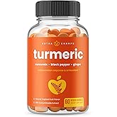 NutraChamps Turmeric Gummies for Adults & Kids with Ginger & Black Pepper Extract, 95% Curcuminoids, Vegan Natural Curcumin J