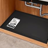 Under Sink Mat 22 X 19, Waterproof Silicone Cabinet Kitchen Liner, Black | BPA-Free Raised-Edge Cabinet Protector &amp; Leak Tray for Bathroom Cabinets, Boots, Pet Feeding Dog &amp; Cat Mats, Dishwasher Safe