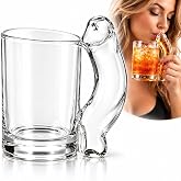 Funny Adult Mug, D-Cup Shaped Cocktail Glass, Hand Blown Novelty Drinkware | Quirky Asymmetrical Novelty Wine Cup, Funny White Elephant Gift, Bachelorette Party Favor, Girls Night Out Gag Present(1pc)
