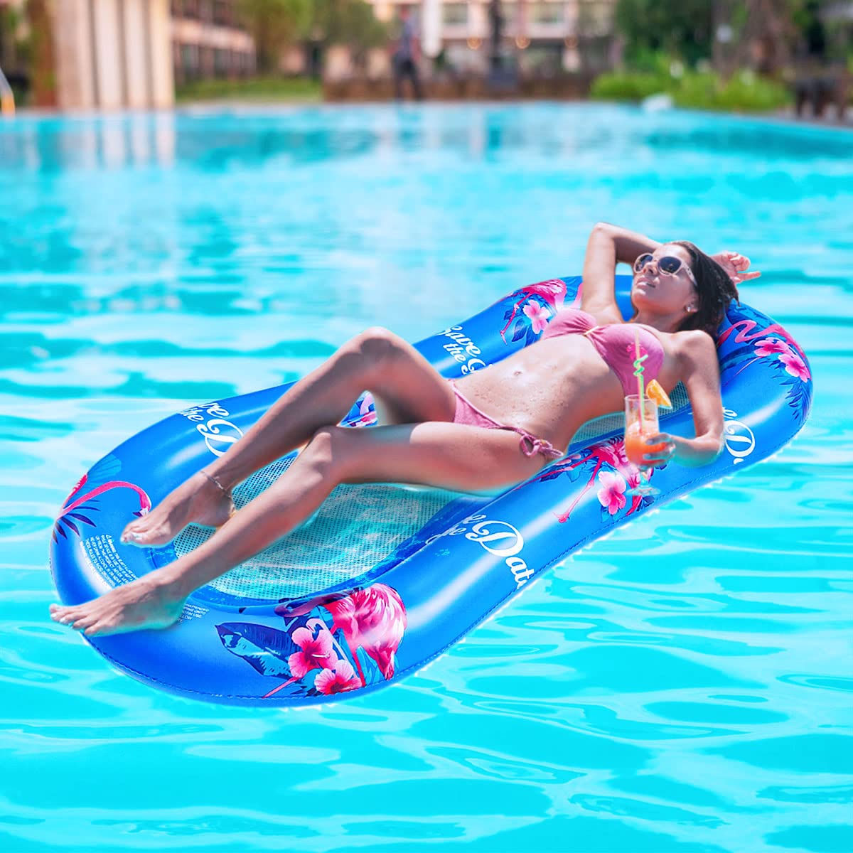 Pool float for adult , Float Hammock ,Inflatable Rafts Swimming Pool Air Sofa Floating Chair Bed,Lying on it your whole body is submerged in water,Great for chilling in the pool (Bird)