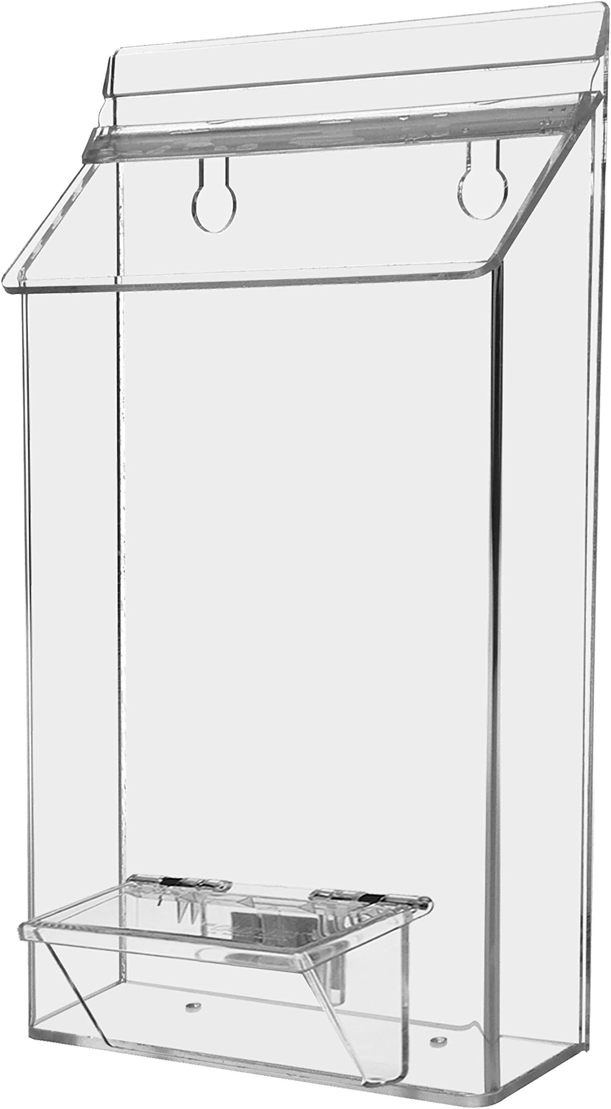 Marketing Holders 6"W x 9"H Outdoor Brochure Holder With Business Card Holder Tri Fold Pamphlet Display Printed Material Menus Maps Guides Wall Mount Acrylic Badge Multi Slot Organizer