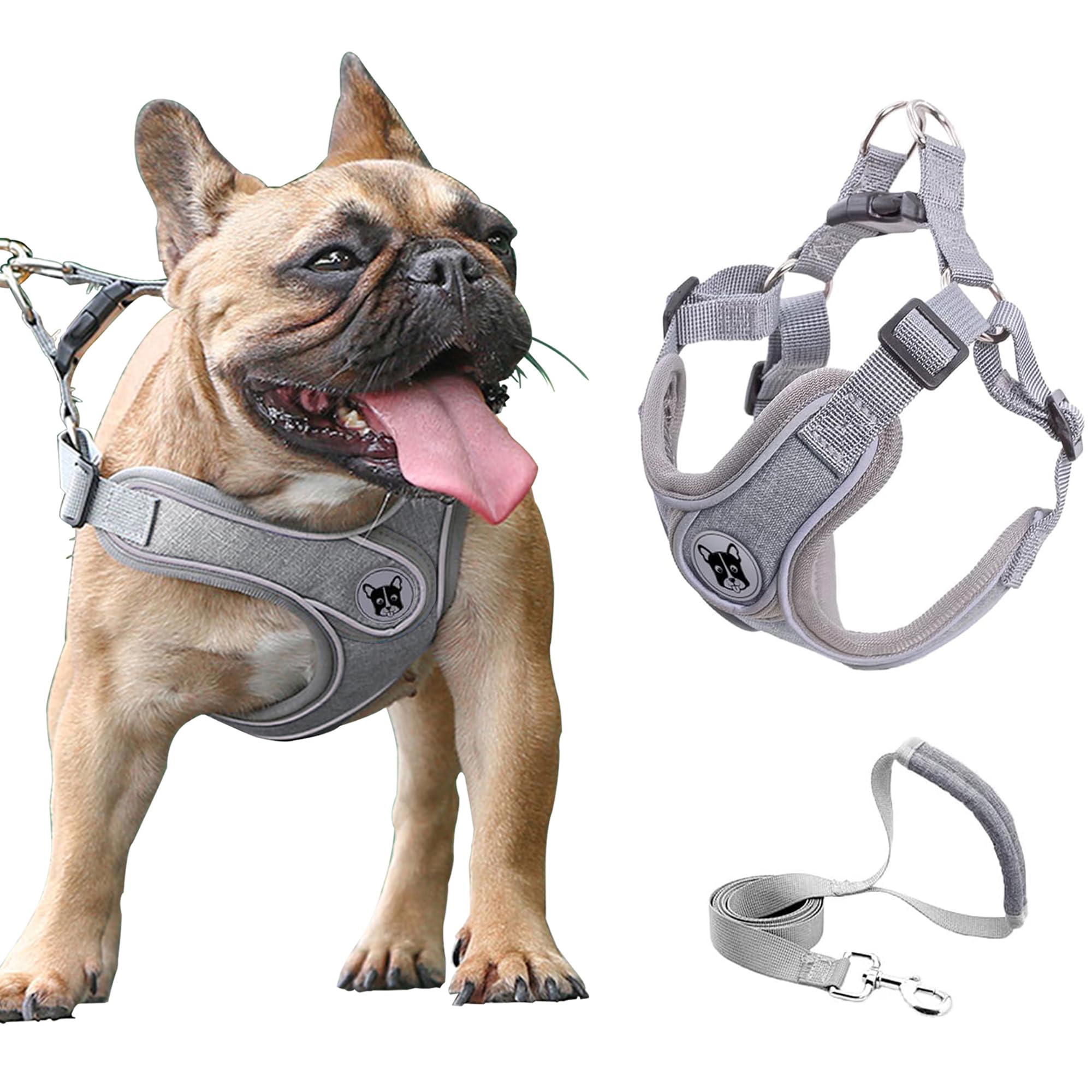 Photo 1 of Medium Dog Harness and Leash Set,No Pull Adjustable Step in Soft Mesh Vest Harness,Easy Walk Reflective Pet Harness with Padded Handle for Walking Training Small Medium Large Dogs and Cats (Grey, M)