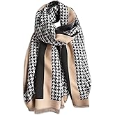 LumiSyne Winter Cashmere Scarf Shawl For Women Classic Houndstooth Pashmina Scarves With Tassel Warm Soft Long Thickened Wrap