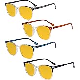 Eyekepper 4 Pack Computer Reading Glasses for Women Blue Light Blocking Readers Amber Tinted +1.75
