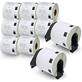 BETCKEY - Compatible Barcode Labels Replacement for Brother DK-1209 (2.4" x 1.1"), Use with Brother QL Label Printers [10 Rolls + 2 Reusable Cartridges]